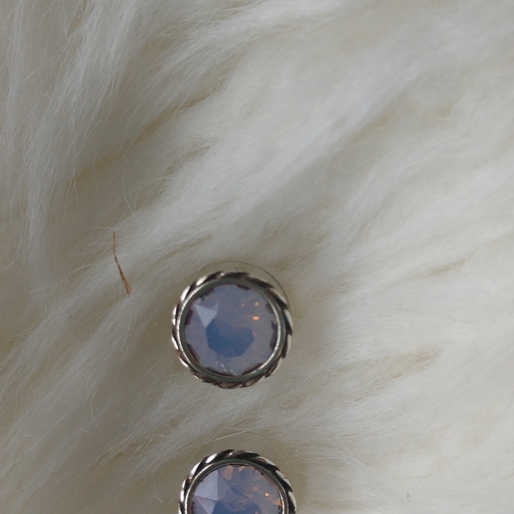 New Brighton Vintage Pink Gem Earrings With hearts on the sides - Picture 3 of 6